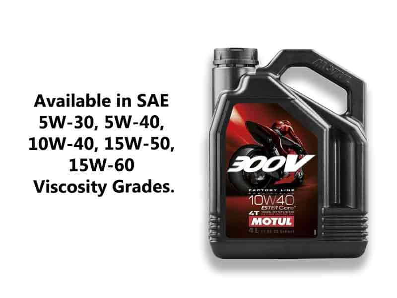 Viscosity grades of Motul 300v